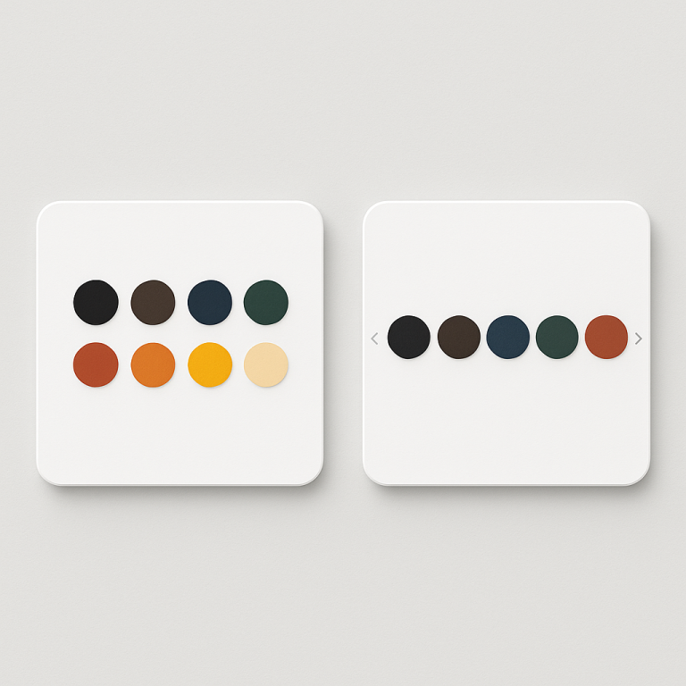 Grid vs carousel swatch layout comparison