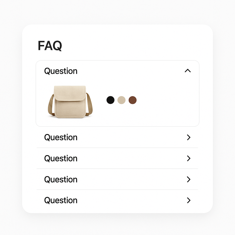 FAQ avec produit et nuanciers