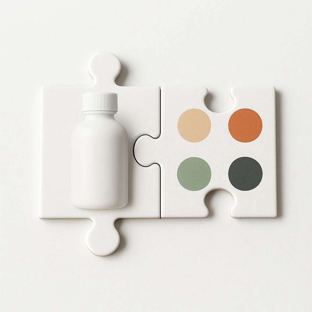 Pièces de puzzle produit et nuanciers