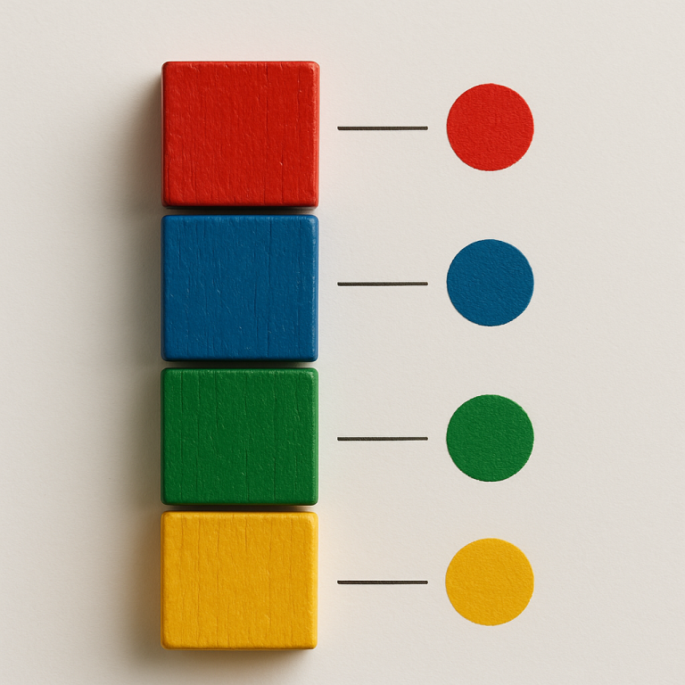 Blocs colorés connectés avec nuanciers