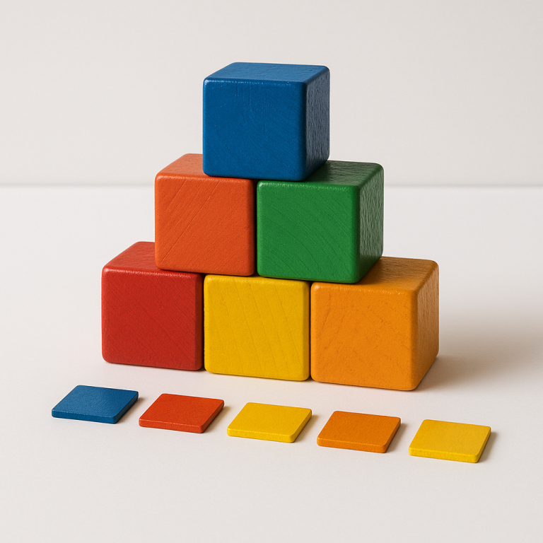 Gekleurde bouwblokken piramide met kleurstalen