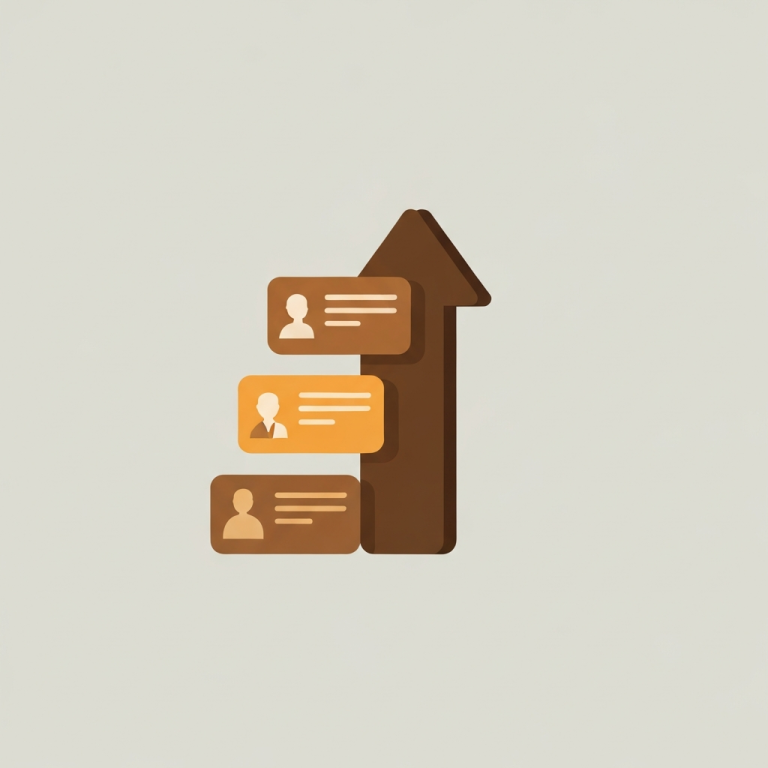 an upward conversion arrow with grouped product cards