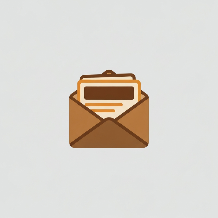 an envelope icon with grouped product cards