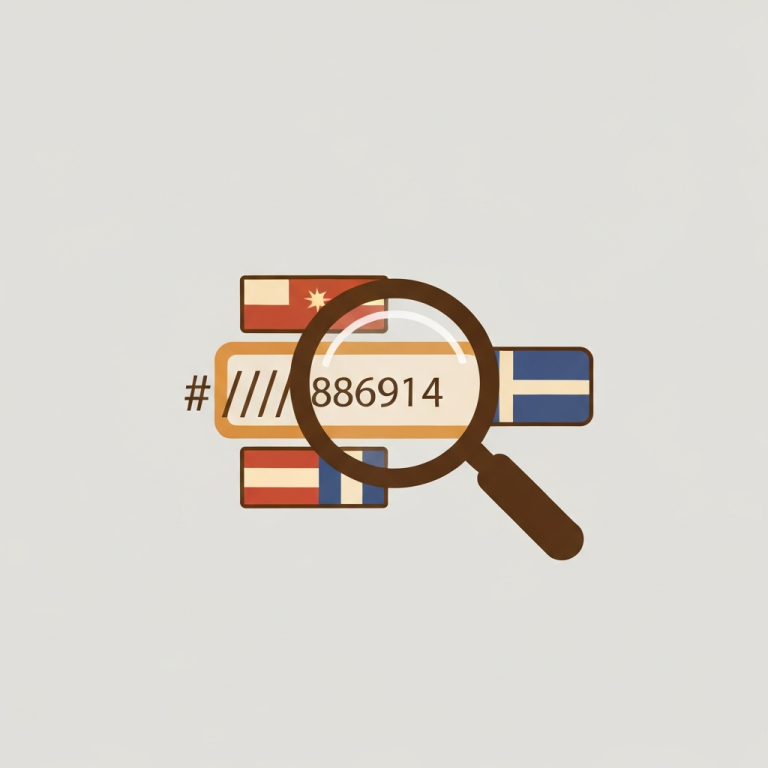 a magnifying glass over a URL with language flags