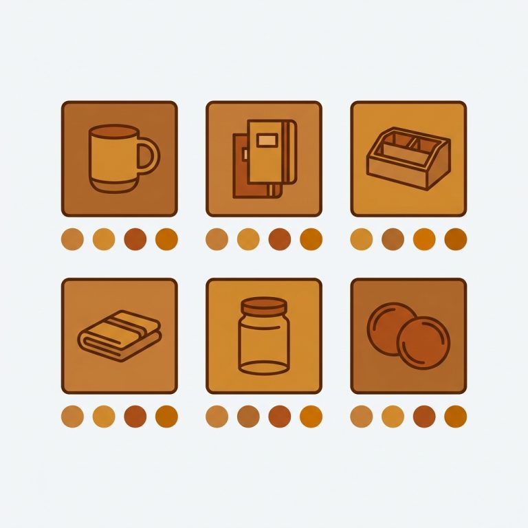 a collection grid of separate products linked by color swatch dots under each card