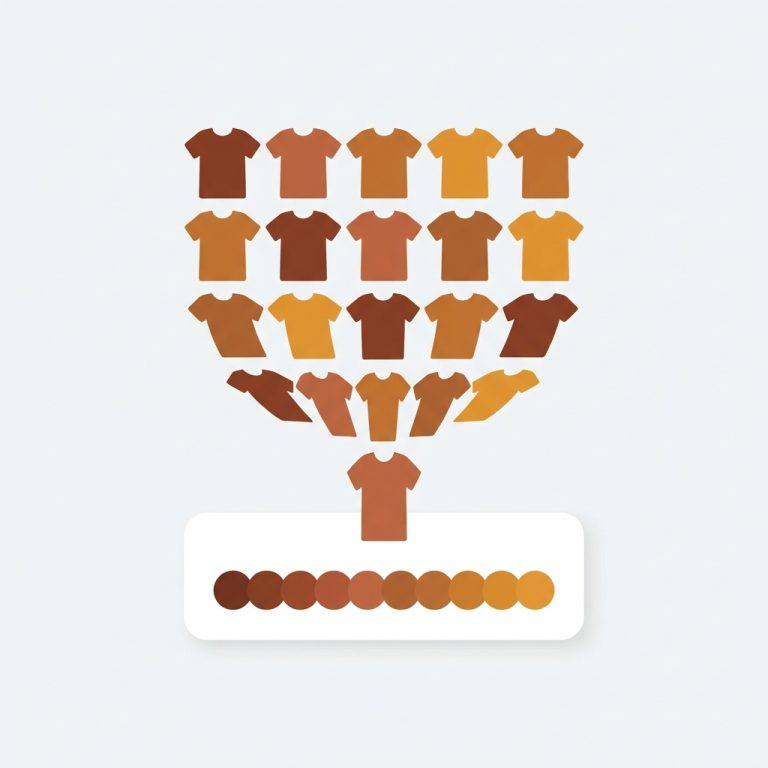 a collection grid with the same shirt repeated in many colors collapsing into one card with swatches