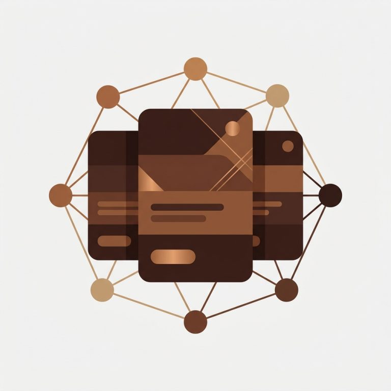 several separate product cards being pulled together and linked with connecting swatch dots, automatic grouping concept